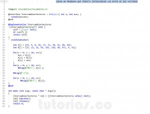 programacion en Objective C: intercambiar datos vectores