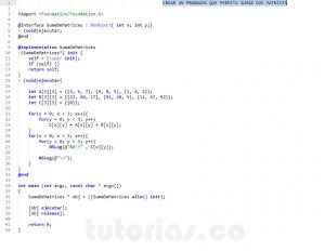 programacion en Objective C: suma de matrices