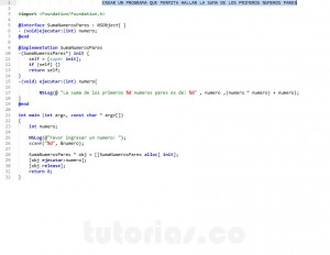 programacion en Objective C: suma de numeros pares