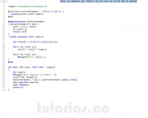 programacion en Objective C: vector por numero