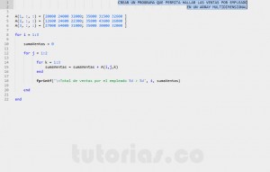 programacion en matLab: ventas por empleado