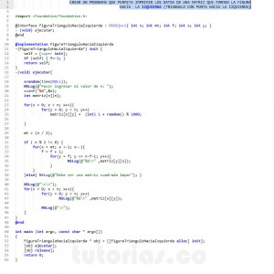 programacion en Objective C: figura triangulo hacia la izquierda