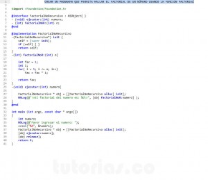 programacion en Objective C: funcion factorial