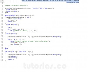 programacion en Objective C: funcion tablas de multiplicar