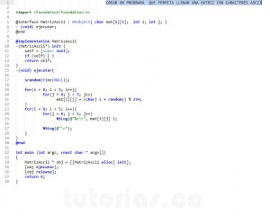 programacion en Objective C: matriz ascii