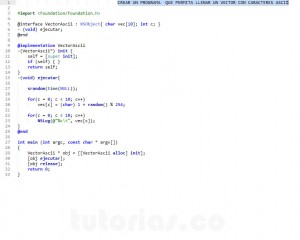 programacion en Objective C: vector ascii