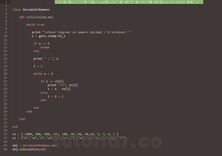 POO + arrays + ruby (mostrar un decimal en romano)