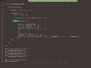 programacion en ruby: resolver una ecuación de segundo grado