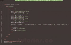 programacion en ruby: hallar la nota definitiva