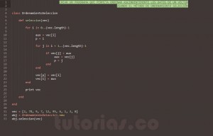 programacion en ruby: ordear un vector por el metodo de ordenamiento seleccion