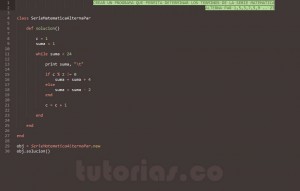 programacion en ruby: serie matematica alterna par