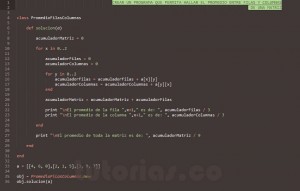 programacion en ruby: promedio filas columnas matriz