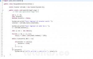 programacion en java: busqueda caracter ascii
