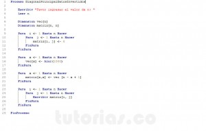 programacion en pSeint: diagonal pricnipal datos invertidos