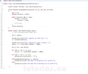 programacion en java: funcion busqueda secuencial