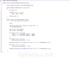 programacion en java: funcion promedio de varios vectores