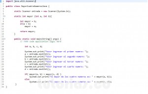 programacion en java: mayor de cuatro numeros