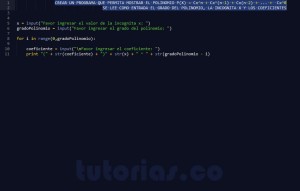 programacion en python: mostrar la representacion de un polinomio