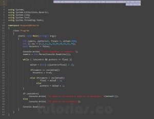 programacion en C#: busqueda binaria