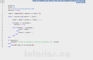 programacion en matLab: busqueda binaria