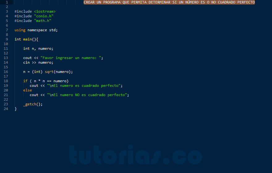 operadores – visual c++ (numero cuadrado perfecto)