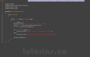 programacion en c#: numero cuadrado perfecto