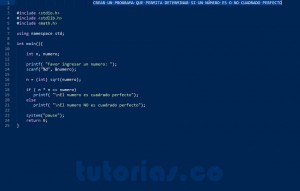 programacion en turbo C: numero cuadrado perfecto