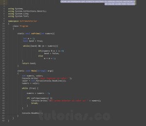 programacion en c#: el numero primo anterior