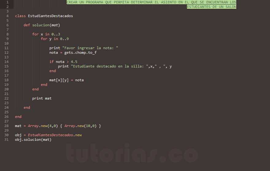 POO + arrays + ruby (estudiantes destacados)