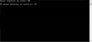 resultado ejecucion programa: el numero primo anterior