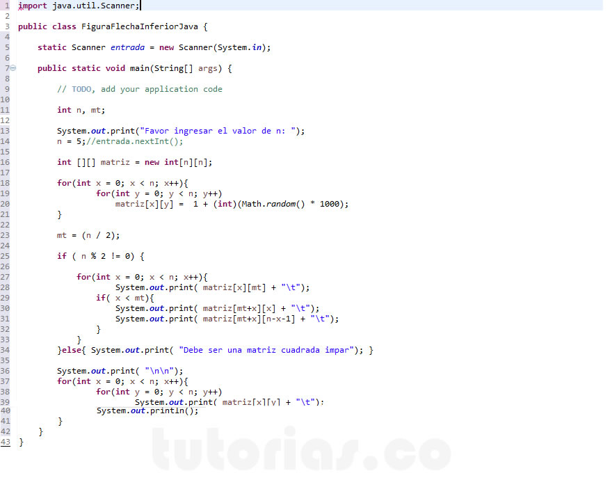 arrays – java (imprimir datos figura flecha hacia abajo)