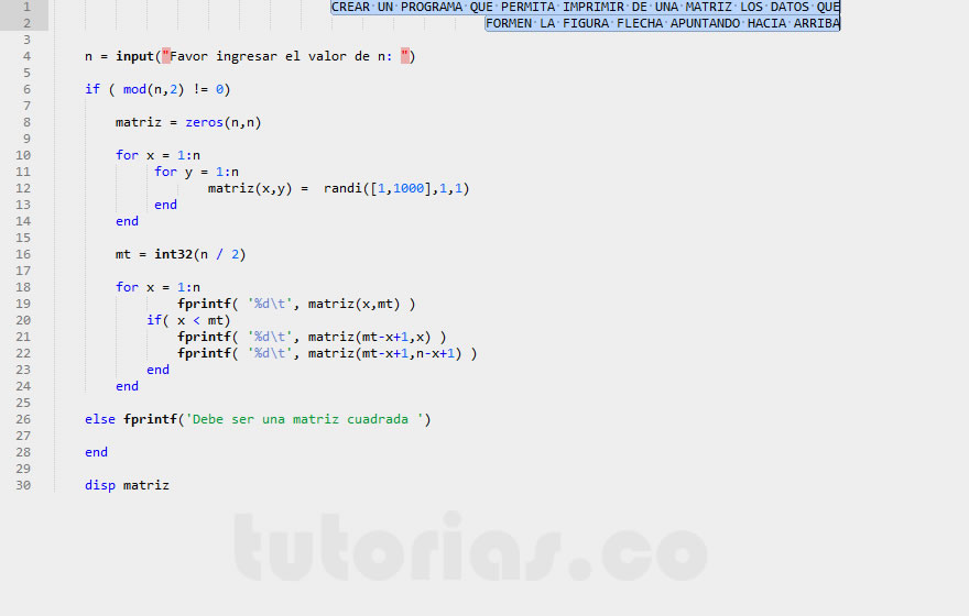 arrays – matLab (imprimir datos figura flecha hacia arriba)