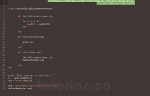 programacion en ruby: funcion inicializar y mostrar vector