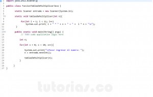 programacion en java: funcion tablas de multiplicar