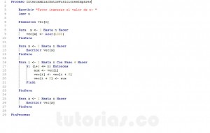 programacion en pseint: intercambiar datos posiciones impares