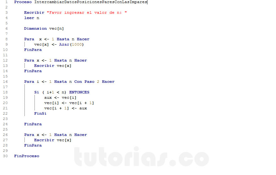 arreglos – pSeint (intercambiar vector posiciones pares con las impares)