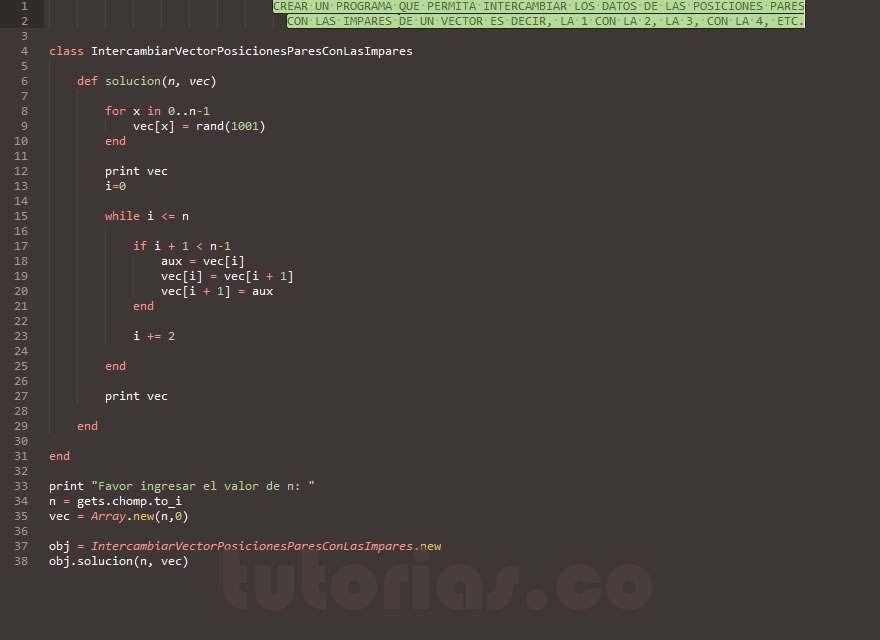 POO + arrays + ruby (intercambiar vector posiciones pares con las impares)