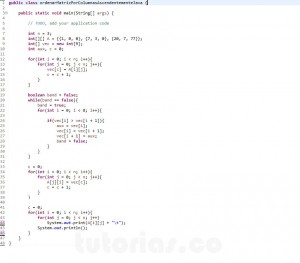 programacion en java: ordenar matriz poir columnas ascendentemente