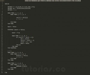 programacion en pseudocodigo: ordenar matriz por columnas descendentemente