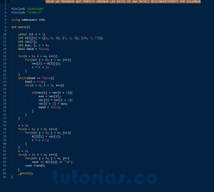 programacion en c++: ordenar matriz por columnas descendentemente