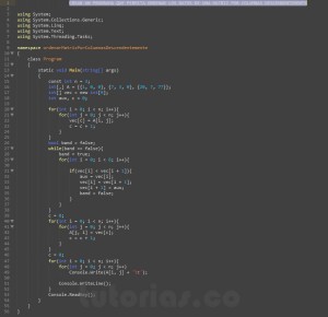 programacion en c#: ordenar matriz por columnas descendentemente