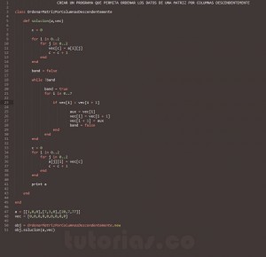 programacion en ruby: ordenar matriz por columnas descendentemente