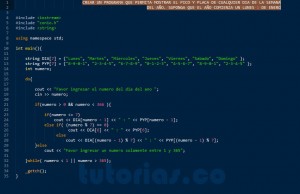 programacion en c++: mostrar pico y placa de un dia