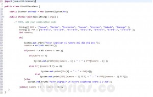 programacion en java: mostrar pico y placa de un dia