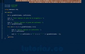 programacion en c++: mostrar la representacion de un polinomio