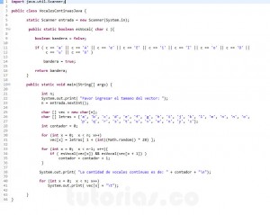 programacion en java: vocales continuas
