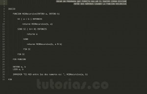 programacion en pseudocodigo: maximo comun divisor recursivo