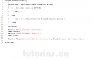 programacion en pseint: division recursiva