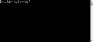 resultado ejecucion programa: factorial recursivo