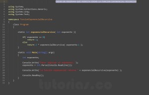 programacion en C#: exponencial recursiva